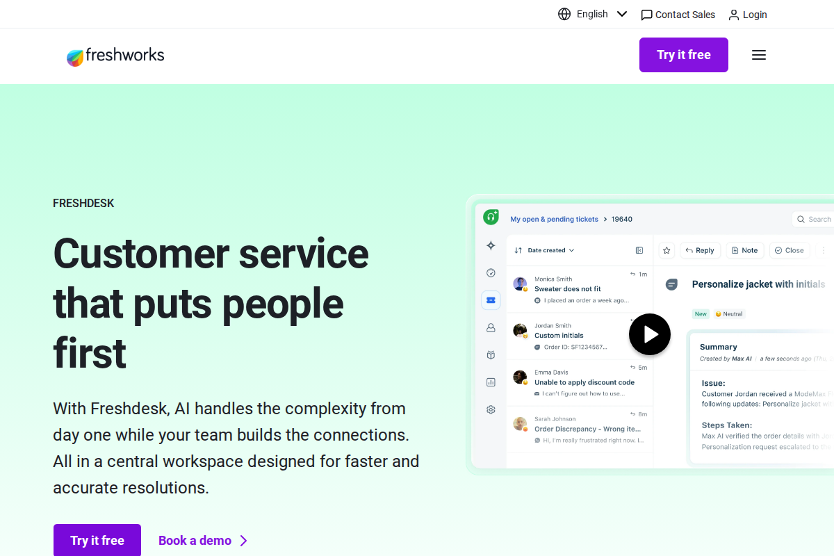 freshdesk interface screenshot